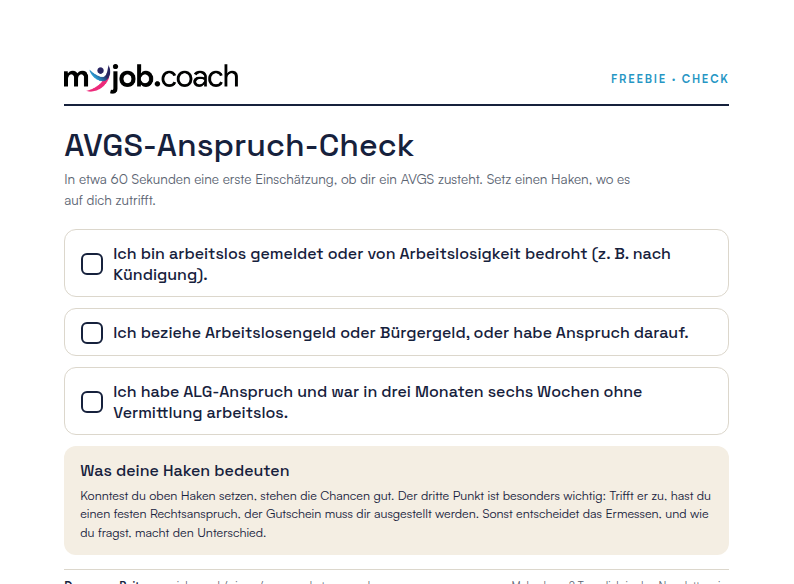 Vorschau: Der AVGS-Anspruch-Check