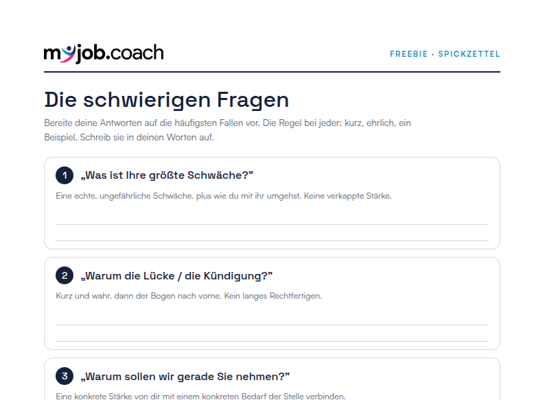 Vorschau: Spickzettel: die schwierigen Interview-Fragen